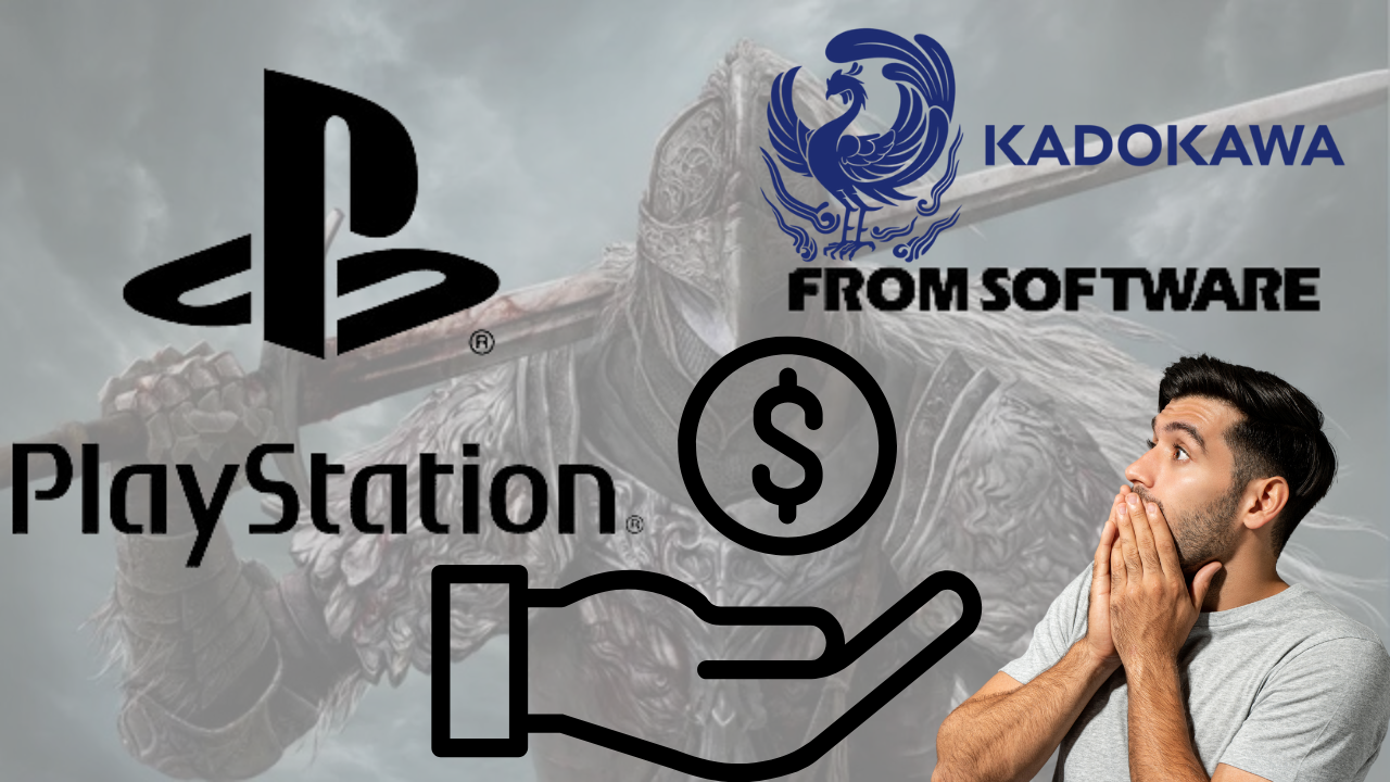 Logos da Sony e da FromSoftware, sobre a parceria com a Kadokawa