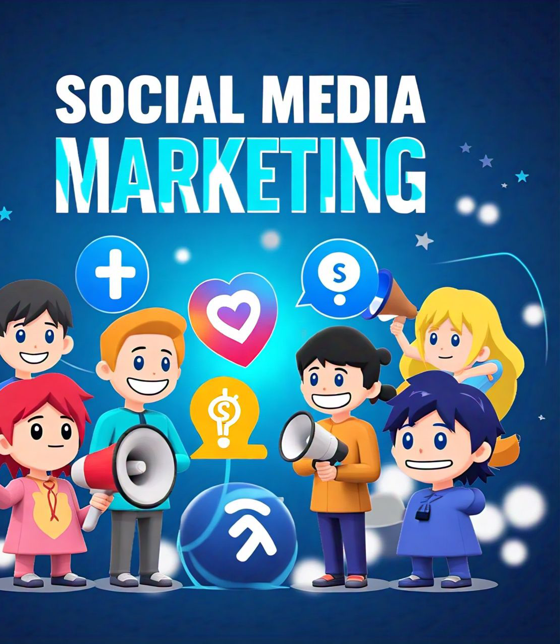 Marketing em redes sociais com fãs interagindo