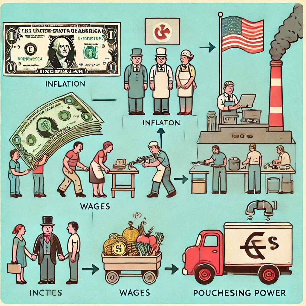 Ilustração que resume a inflação e a perda do poder de compra