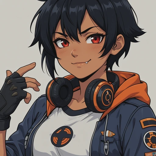 Clicker-chan com sorriso sarcástico e sobrancelha erguida zombando das planilhas do Chefe