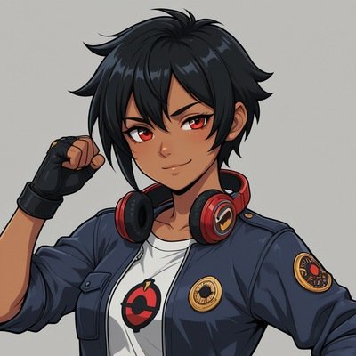 Clicker-chan em pose confiante de heroína explicando a Build Apelona de portfólio