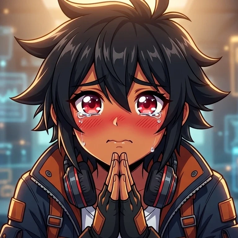 Clicker-chan pedindo com carinho