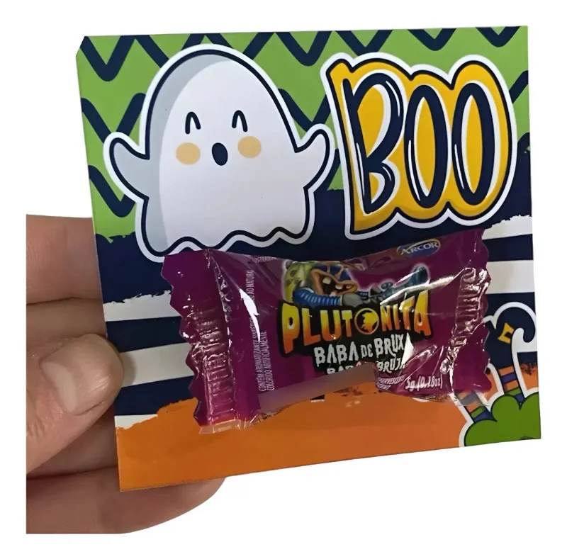 Lote de lembrancinhas de Halloween com card e chiclete para turma de escola
