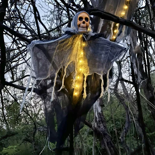 Fantasma Suspenso com Luz LED de Halloween